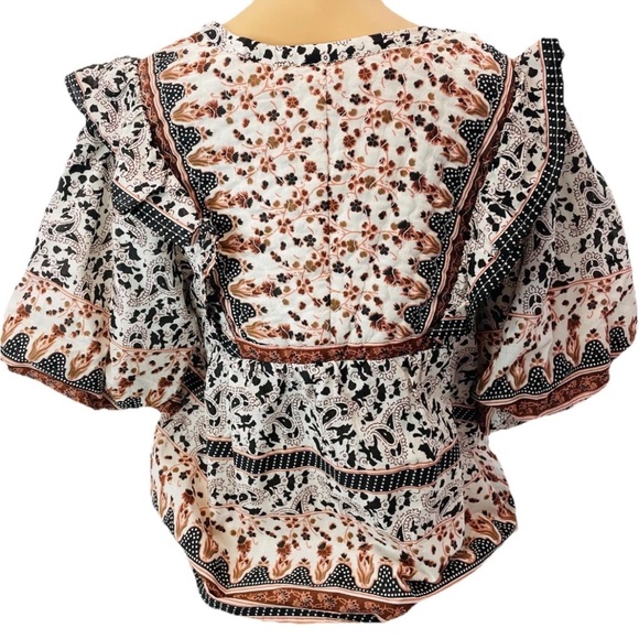 Calypso St. Barth Puff Sleeve Peasant Top S Floral Grandma Core Boho New! - Picture 9 of 9